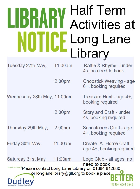 Long Lane Library - Children's Half Term Activities